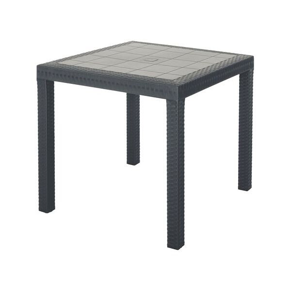 bica 9096.4 tavolino da giardino esterno quadrato in polipropilene effetto rattan 80x80 cm colore antracite - 9096.4