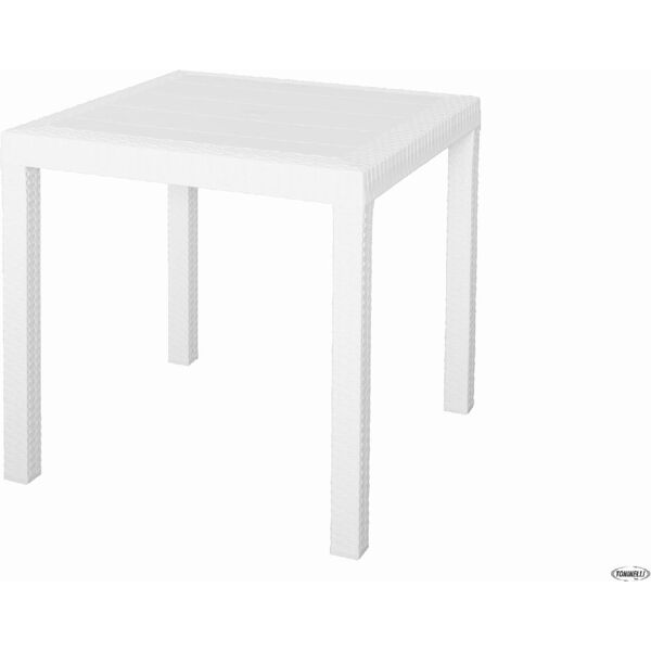 bica dallas_wh tavolino da giardino esterno quadrato in polipropilene effetto rattan 80x80x74h cm colore bianco - dallas