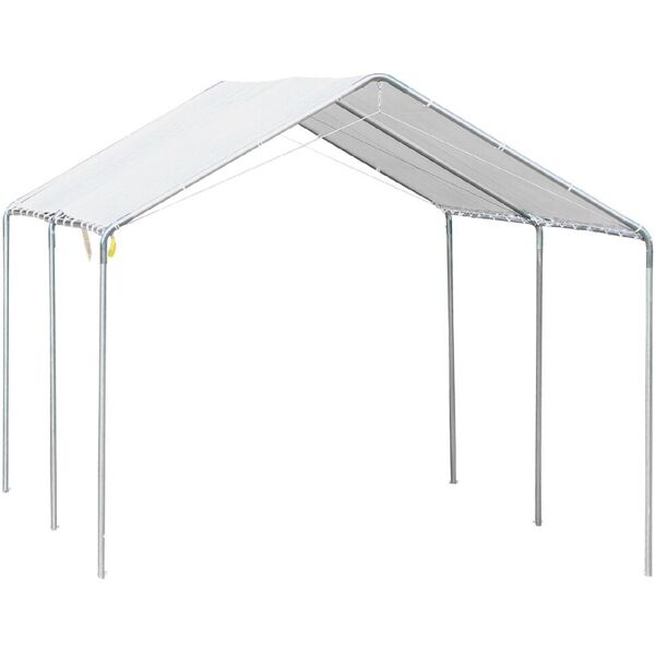 dechome 15984c gazebo giardino per auto 6x3 mt tendone da giardino in acciaio zincato con kit di ancoraggio colore bianco - 15984c