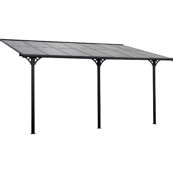 dechome 18284c pergola addossata giardino in policarbonato e alluminio colore grigio - 18284c