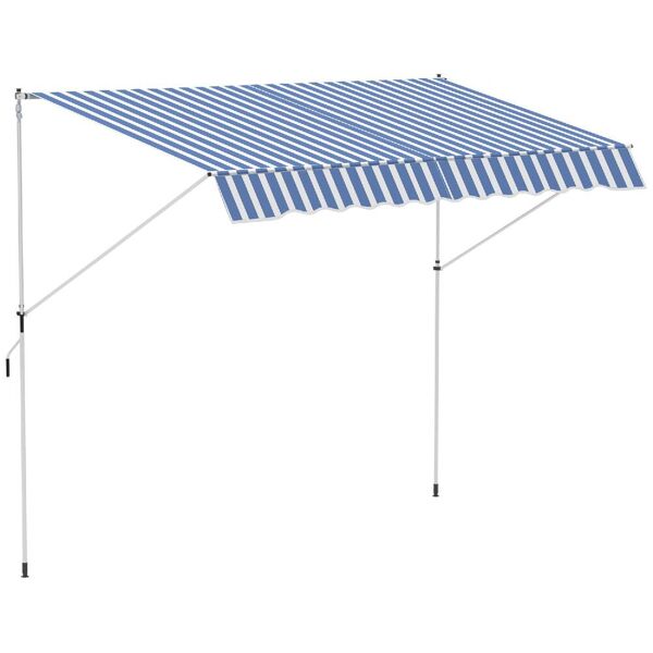 vivagarden 183bu840 tenda da sole da esterno a bracci avvolgibile 300x150 cm per porta colore a righe blu/bianco - 183bu840