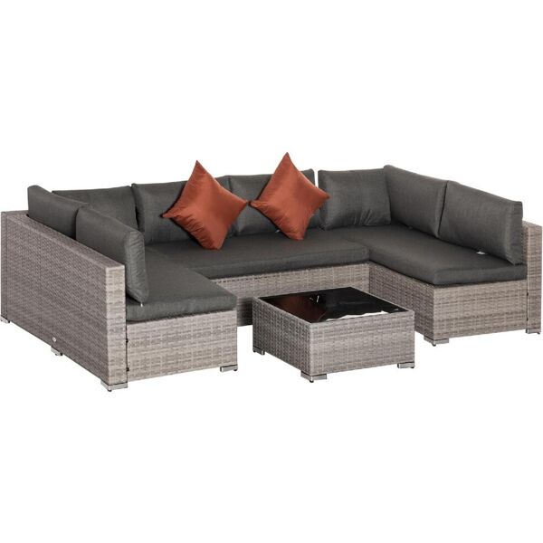 dechome 221860 set mobili da giardino 4 pezzi in rattan pe salotto da esterno con 3 divani e 1 tavolino da caffè cuscini rimovibili e lavabili grigio - 221860