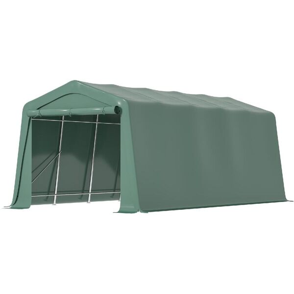 dechome 31184c gazebo giardino 2,5x6 mt per auto tendone da giardino ingresso a cerniera e picchetti colore verde - 31184c