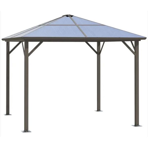 dechome 34884c gazebo giardino 3x3 mt in alluminio tetto in policarbonato e ganci colore caffè - 34884c