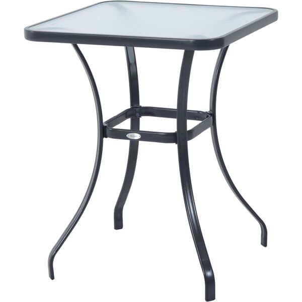 dechome 3584b tavolino da giardino esterno quadrato in metallo con piano in vetro 68.5x68.5x84 cm colore nero - 3584b