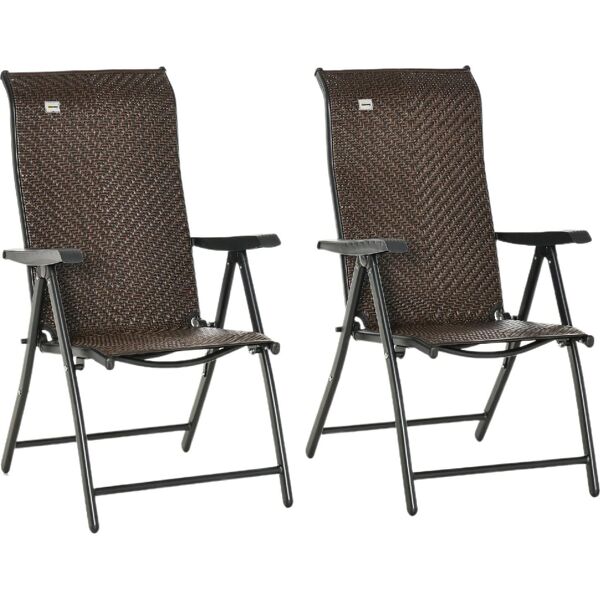 dechome 56861 sedie da giardino pieghevoli richiudibili set 2 pezzi in rattan pe e acciaio colore rosso e nero - 56861