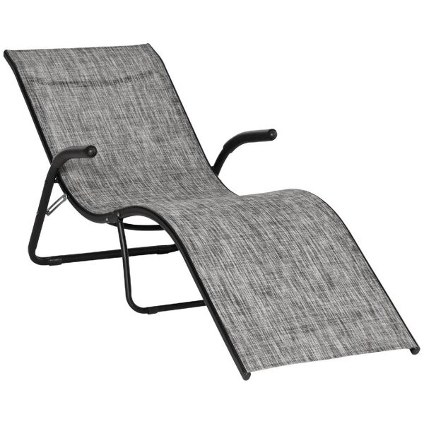 dechome 66984b lettino prendisole pieghevole ergonomico da esterno in metallo e tessuto a rete 170x62x68cm grigio - 66984b