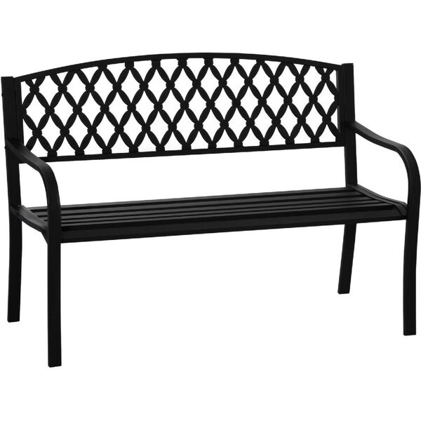 dechome 75384b panchina da giardino in acciaio e ghisa 2 posti con braccioli 128x58.5x89 cm colore nero - 75384b