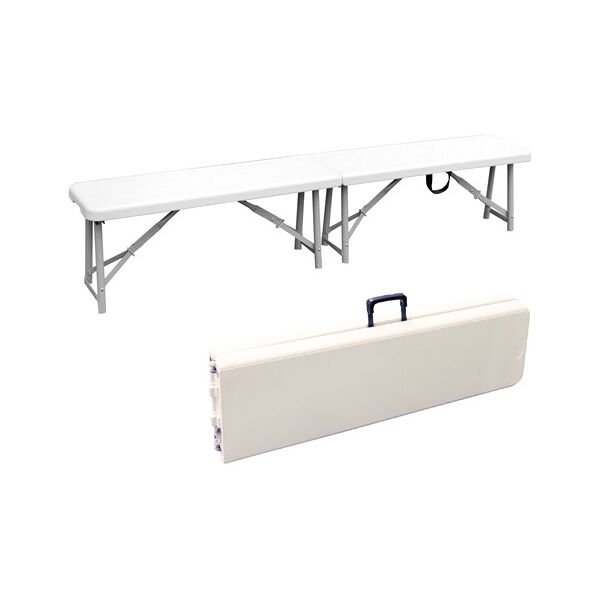 dechome camping183 panchina da giardino in acciaio e polipropilene pieghevole 183x28x42h cm colore bianco - camping183