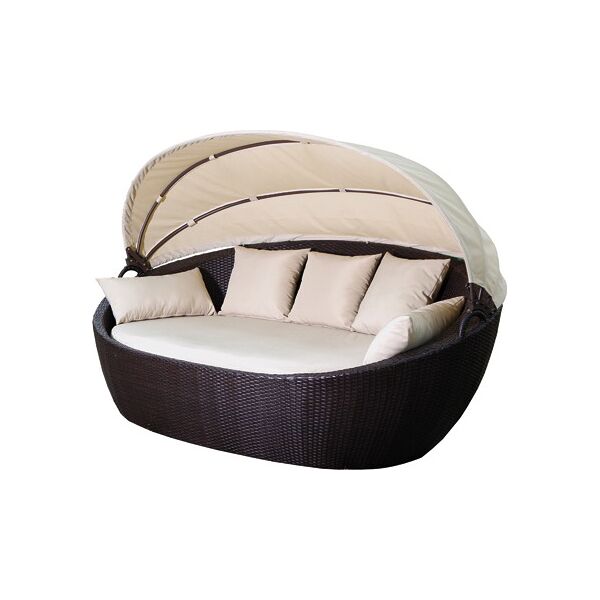 dechome guscio10 divano da esterno 3 posti effetto rattan in alluminio e polyrattan con tettuccio richiudibile 220x130x90 cm - guscio10