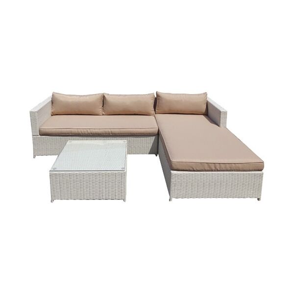 dechome relaxmorning set da giardino salotto da giardino in resina effetto rattan salottino da esterno completo 4 pezzi: divano con chaise longue tavolino e cuscini - relaxmorning