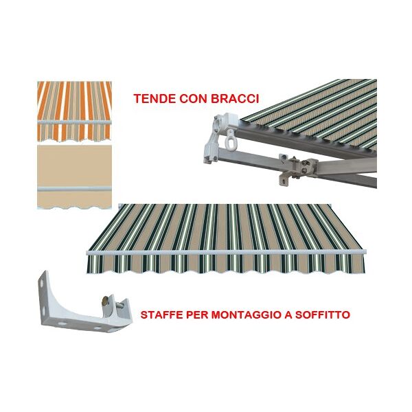 dechome tds295gi tenda da sole da esterno a bracci avvolgibile 295x250cm per porta colore a righe giallo/beige - tds295gi