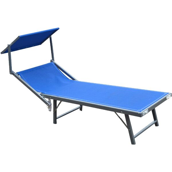 garden friend l1532418 lettino prendisole da giardino in alluminio con parasole 186 x 59 x 36 h cm colore blu - l1532418 ibiza