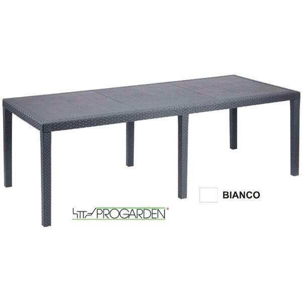 ipae progarden ps361 tavolo allungabile da giardino rettangolare in polipropilene effetto rattan 150/220x90x72 cm colore bianco - ps361 queen