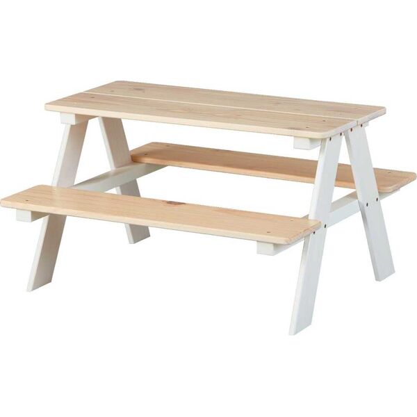 inter link 20705000 tavolino da giardino rettangolare cm 90x82x50h per bambini con 2 sedie ideale per pic-nic in legno colore bianco - 20705000