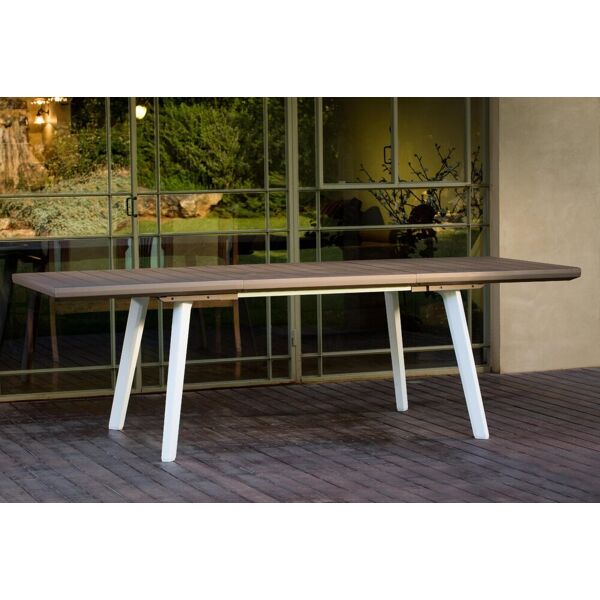 keter harmony tavolo allungabile da giardino rettangolare in resina 160/240x100x74h cm colore bianco tortora - harmony