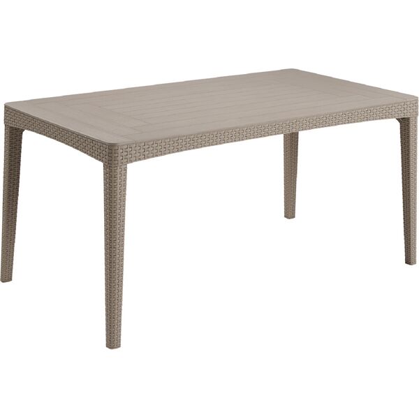 keter k232028 tavolo da giardino rettangolare in polipropilene 160x90x74h cm colore cappuccino - k232028 girona