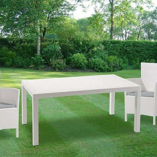 keter melody 160cm bianco tavolo da giardino rettangolare in resina effetto rattan 160x94x74h cm colore bianco - melody 160cm bianco
