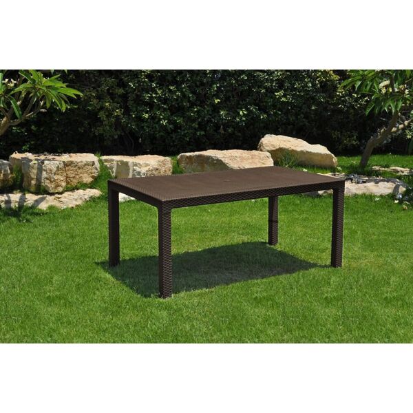 keter tavolo melody 160 tavolo da giardino rettangolare in resina effetto rattan 160x94x74h cm colore marrone - melody 160 brown