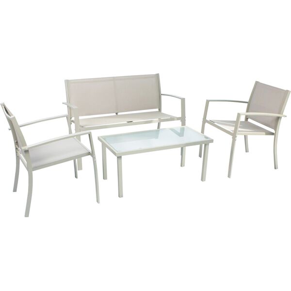 lif 6129966 tavolo e sedie da giardino set tavolo rettangolare con 2 sedie e panca 2 posti colore tortora - 6129966 scarlino