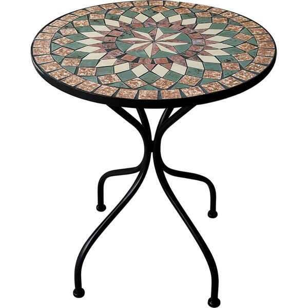 lif xyt151(tav) tavolino da giardino esterno rotondo in metallo Ø 60x70h cm decoro mosaico colore nero - xyt151(tav) morgana