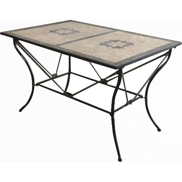 lif xyt153 tavolo da giardino rettangolare in metallo 120x80x73h cm con decoro mosaico - xyt153 tiana