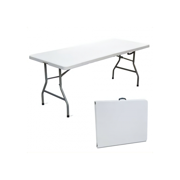nbrand 36 tavolo da giardino pieghevole rettangolare in acciaio e polipropilene 122x61x74 cm colore bianco - camping122