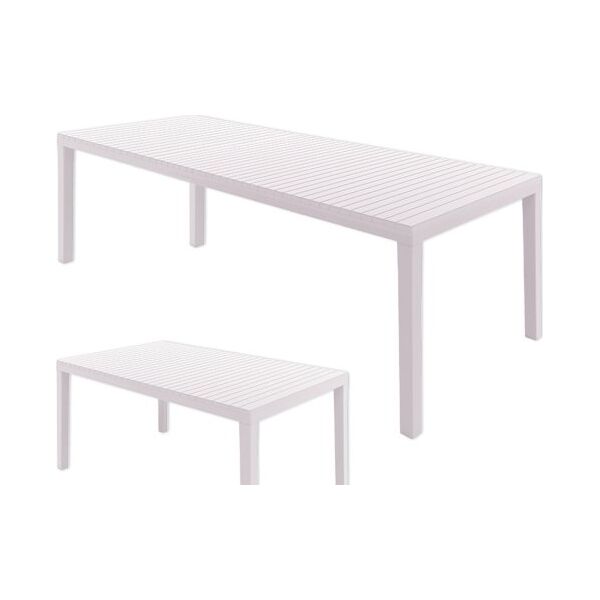 nbrand 60 tavolo allungabile da giardino rettangolare in resina effetto legno 220/150x90 cm colore bianco - indowht