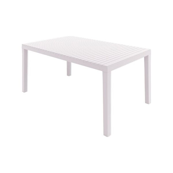 ipae-progarden 62 tavolo da giardino rettangolare in resina effetto doghe 150x90h cm colore bianco - palauwht