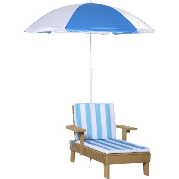 vivagarden 023bu312 set lettino da spiaggia per bambini con ombrellone sdraio mare per bambini 3-7 anni bianca e blu - 023bu312