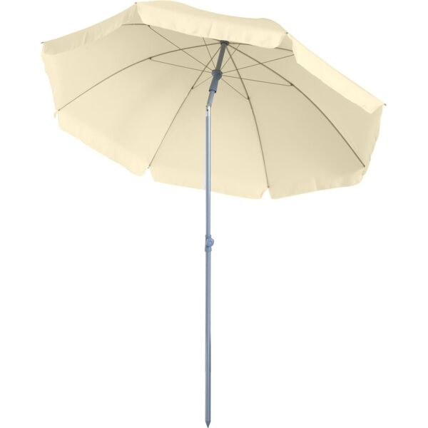 vivagarden 039c ombrellone da esterno giardino terrazza portatile Ø220cm con tettuccio inclinabile in poliestere bianco crema - 039c