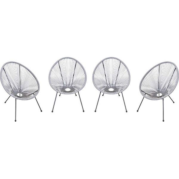 vivagarden 093v01867 sedie da giardino set 2 pezzi in metallo e polyrattan colore grigio chiaro - 093v01867