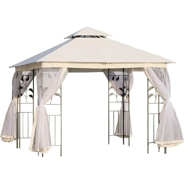 vivagarden 885vg00 gazebo giardino 3x3 mt in acciaio con zanzariera e doppio tetto colore bianco - 885vg00