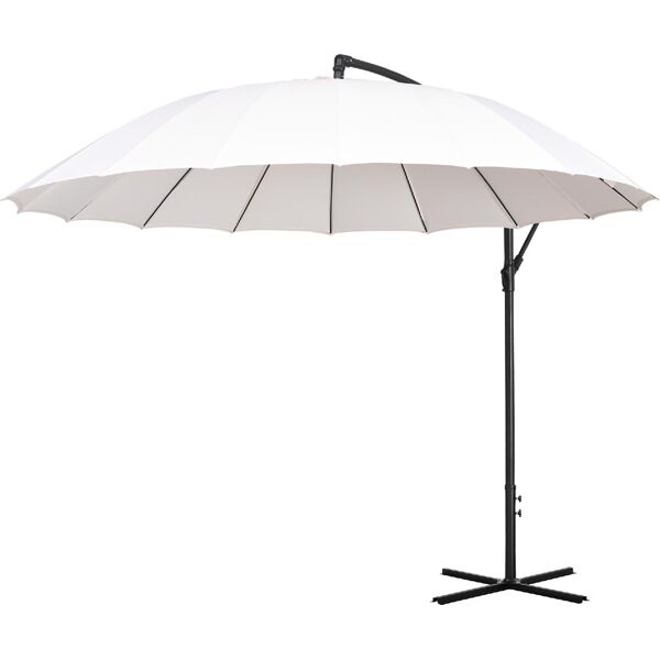 vivagarden 118c ombrellone da giardino 3x3 mt decentrato a braccio colore bianco crema - 118c