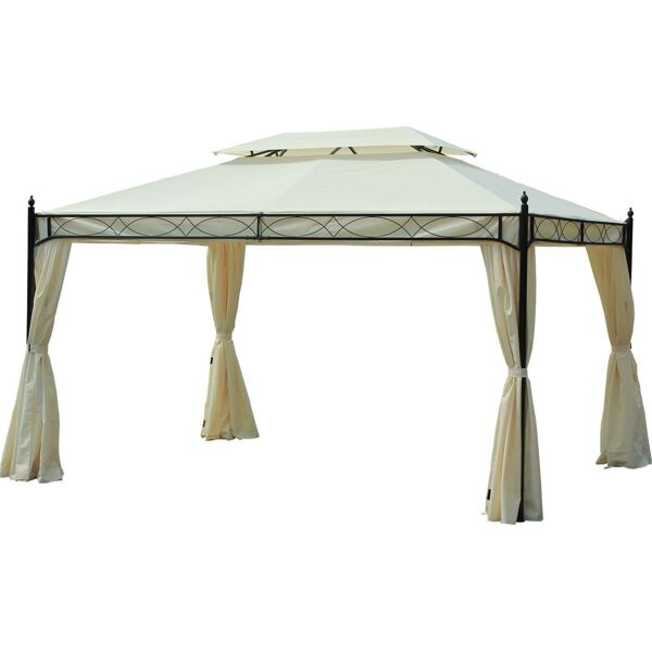 vivagarden 15d72 gazebo giardino 3x4 mt in acciaio con doppio tetto e 4 teli laterali colore crema - 15d72