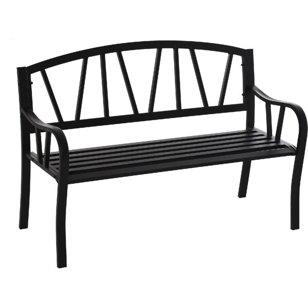 vivagarden 47884b panchina da giardino in metallo 2 posti 128x56x86 cm colore nero - 47884b