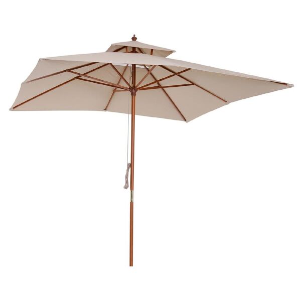 vivagarden 8400d6 ombrellone da giardino 3x3 mt in legno bambù telo in poliestere colore crema - 8400d6