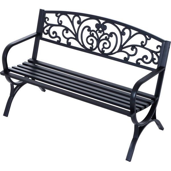 vivagarden 84b005 panchina da giardino in ghisa lavorata 127x60x85 cm colore nero - 84b005