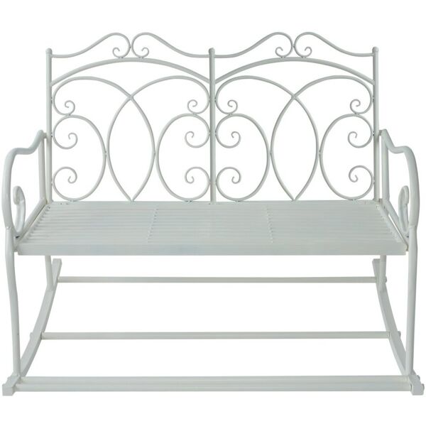 vivagarden 84b078 panchina da giardino a dondolo in ferro stile shabby 102x74.5x78 cm colore bianco - 84b078