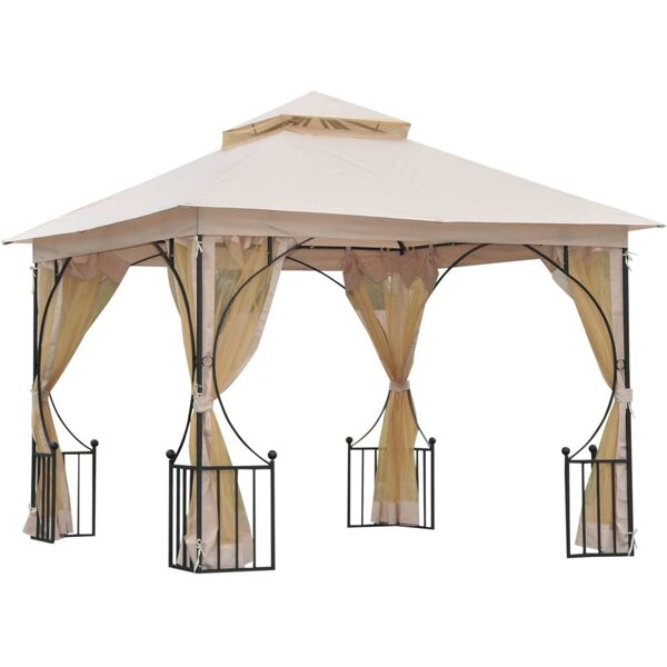 vivagarden 84c005 gazebo giardino 3x3 mt in ferro e poliestere doppio tetto colore beige - 84c005