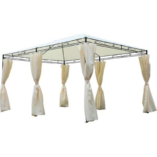 vivagarden 84c085 gazebo giardino 3x4 mt in acciaio e teli laterali colore crema - 84c085