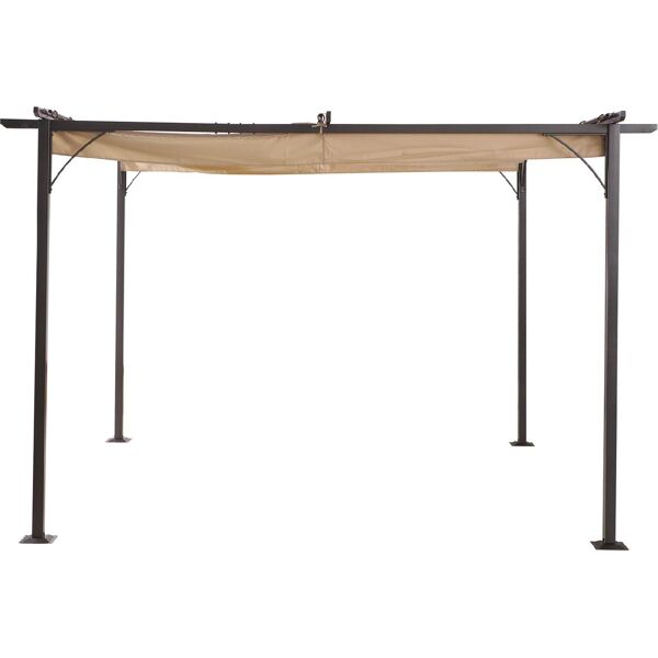 vivagarden 84c05d gazebo pergola da giardino parasole retraibile cornice nera tendale beige 350x350x230 cm - 84c05d