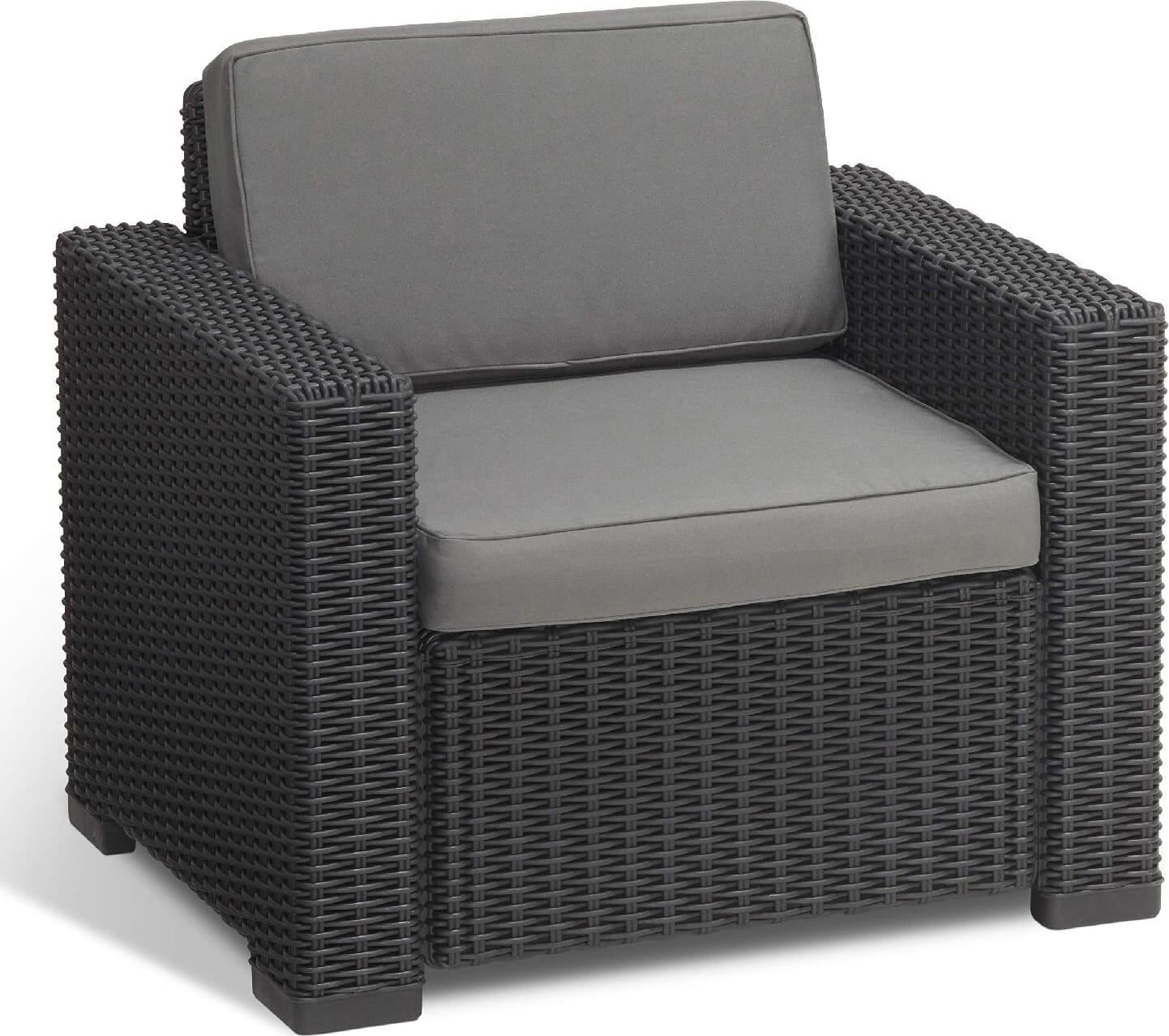 allibert 122411 poltrona da giardino set 2 pezzi in resina effetto rattan 83x68x72h cm colore grafite - california