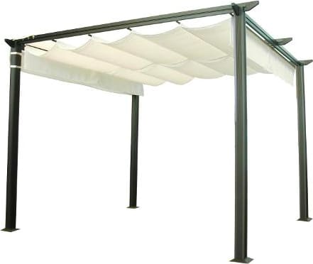 amicasa g197 gazebo 3 x 3 mt in alluminio da esterno pergola da giardino telo colore ecrù - g197