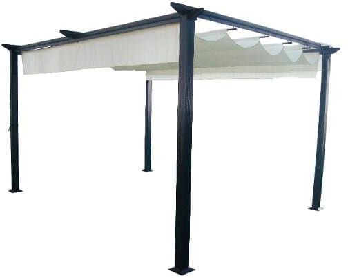 amicasa g199 gazebo da giardino pergola in alluminio 4x3 copertura ecrù colore nero opaco - g199