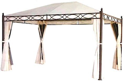 amicasa oregon gazebo giardino 3x4 mt in ferro con teli laterali zanzariere copertura top in poliestere colore beige - oregon