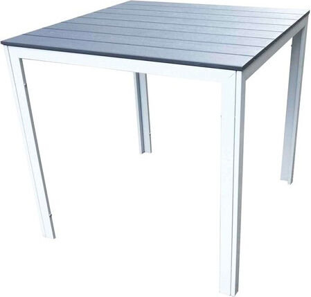 amicasa sla-78 tavolino da giardino esterno quadrato in metallo 78x78 cm colore bianco grigio milano - sla-78