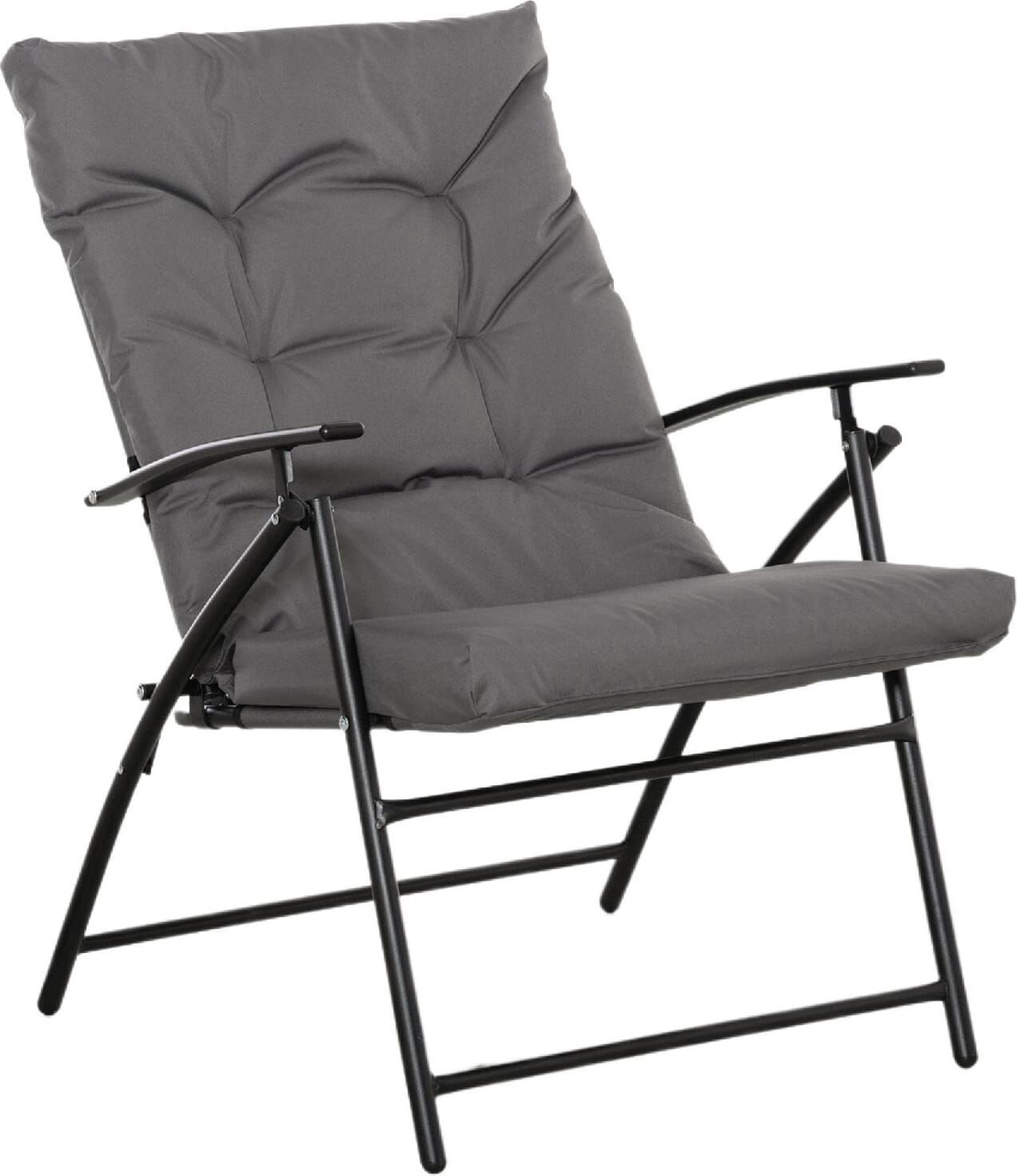 dechome 201a20 sedia pieghevole da giardino in metallo e oxford con cuscino 65x65x94h cm colore grigio - 201a20