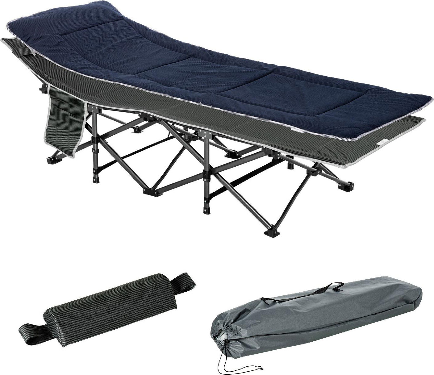dechome 207a20 lettino pieghevole da campeggio per adulti con cuscino e borsa trasporto 188x64.5x53cm blu - 207a20