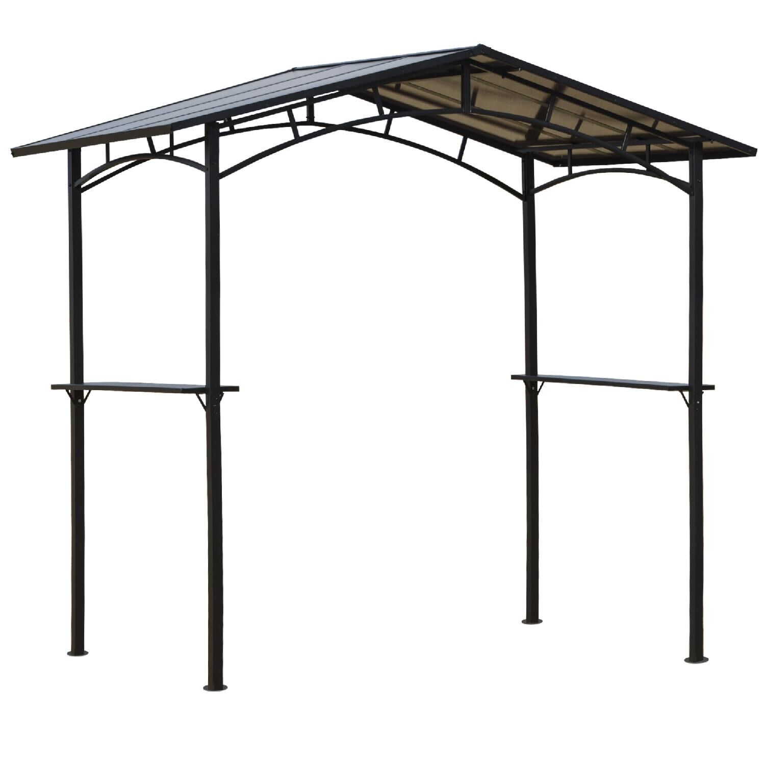 dechome 22084c gazebo giardino 2.5x1.5 mt in alluminio per barbecue bbq con tetto in pc e mensole laterali colore nero - 22084c